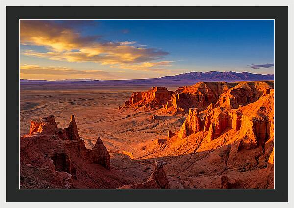 Gobi Desert Flaming Cliffs At Golden Hour