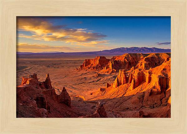 Gobi Desert Flaming Cliffs At Golden Hour