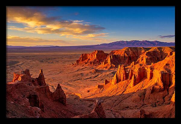 Gobi Desert Flaming Cliffs At Golden Hour