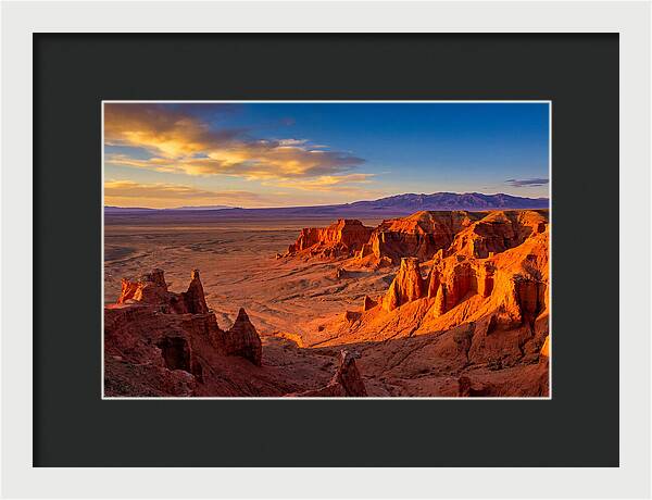 Gobi Desert Flaming Cliffs At Golden Hour