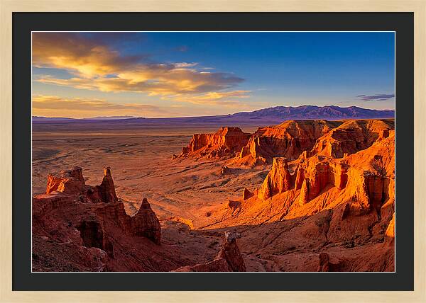 Gobi Desert Flaming Cliffs At Golden Hour