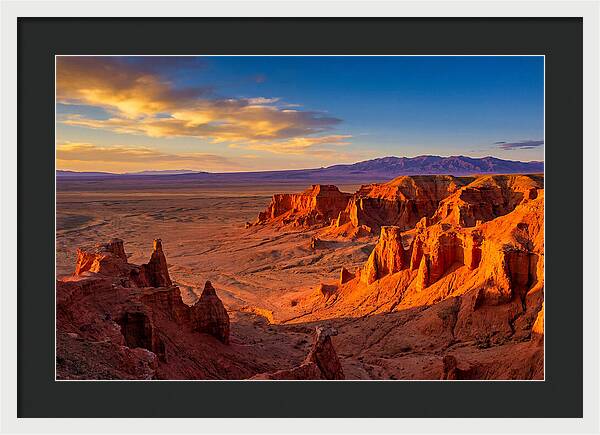 Gobi Desert Flaming Cliffs At Golden Hour