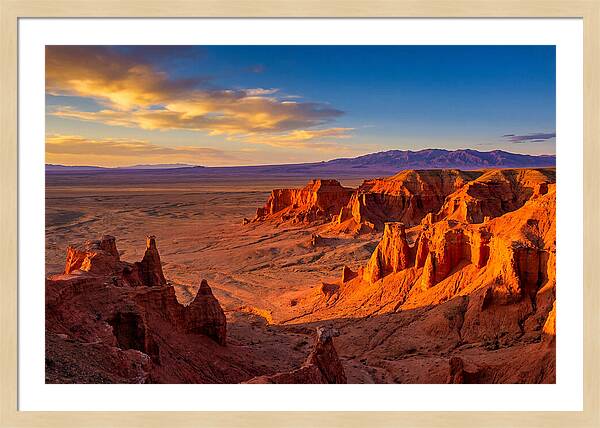 Gobi Desert Flaming Cliffs At Golden Hour