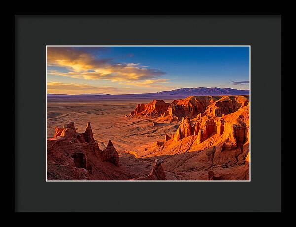Gobi Desert Flaming Cliffs At Golden Hour