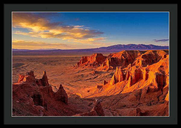 Gobi Desert Flaming Cliffs At Golden Hour