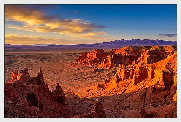 Gobi Desert Flaming Cliffs At Golden Hour