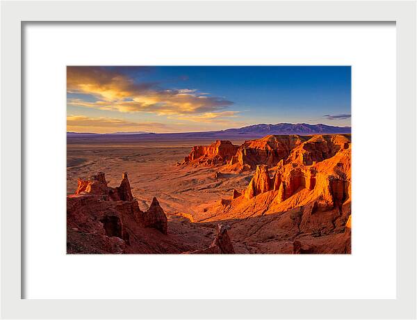 Gobi Desert Flaming Cliffs At Golden Hour