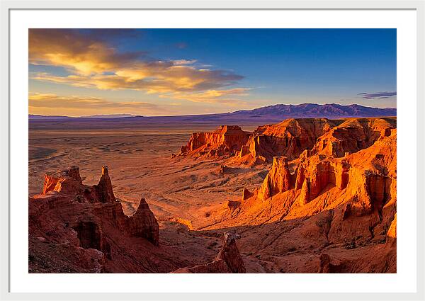 Gobi Desert Flaming Cliffs At Golden Hour