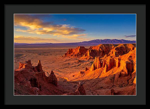 Gobi Desert Flaming Cliffs At Golden Hour