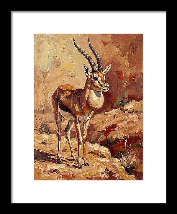 Goitered Gazelle In Desert Landscape