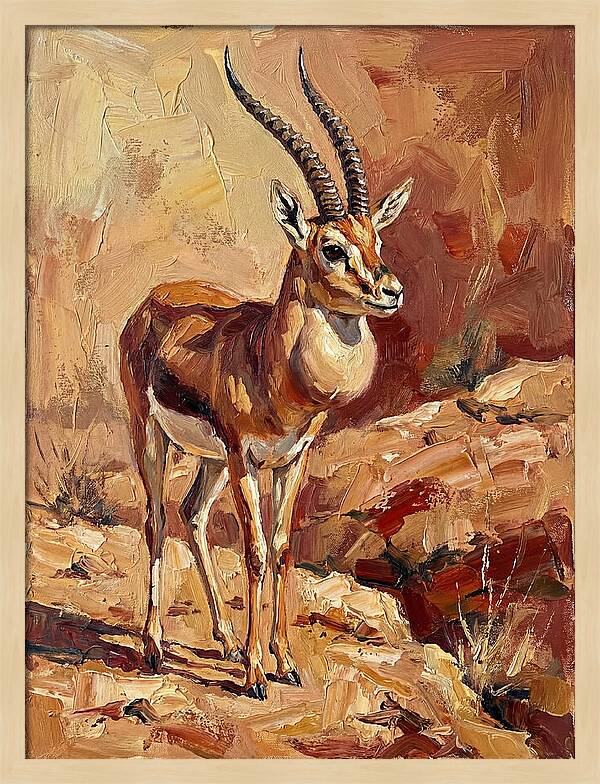 Goitered Gazelle In Desert Landscape