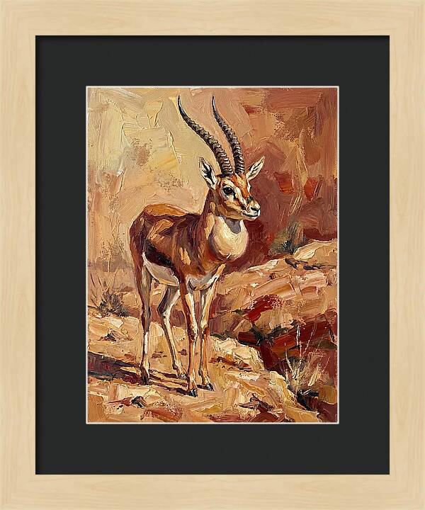 Goitered Gazelle In Desert Landscape