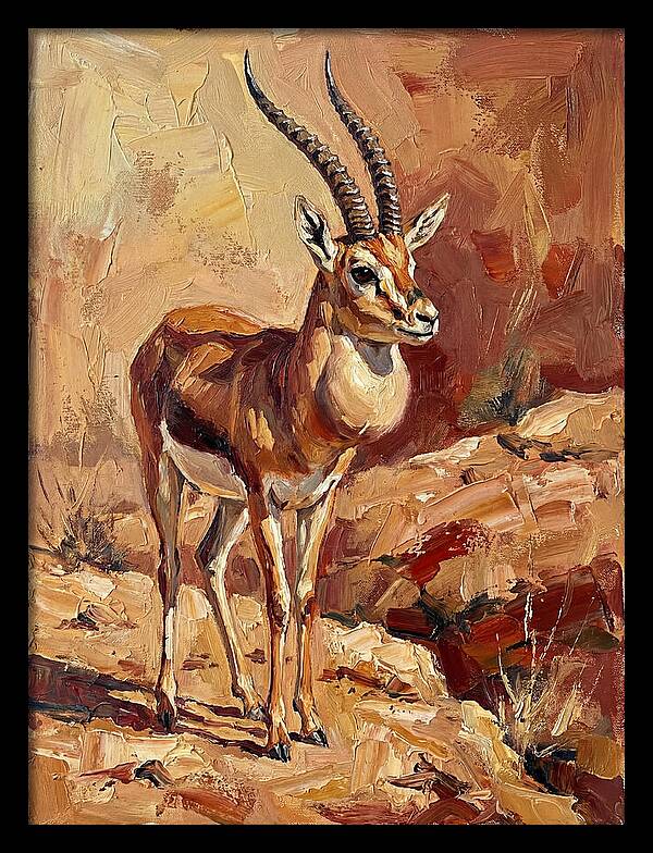 Goitered Gazelle In Desert Landscape