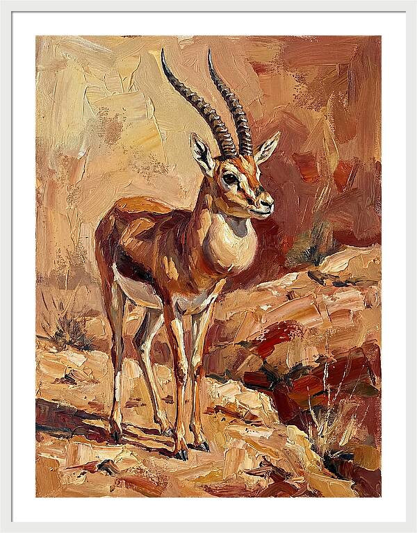 Goitered Gazelle In Desert Landscape