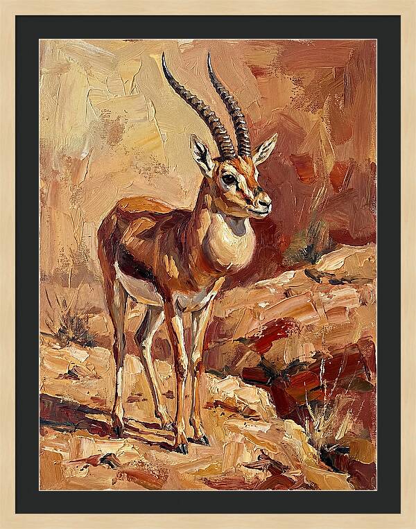Goitered Gazelle In Desert Landscape
