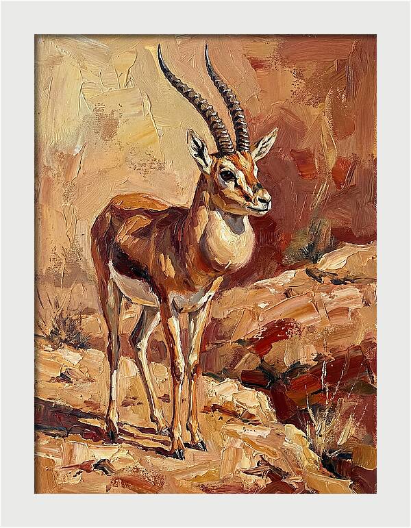 Goitered Gazelle In Desert Landscape
