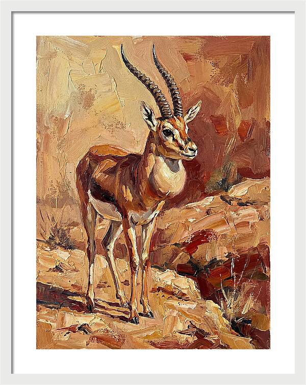 Goitered Gazelle In Desert Landscape