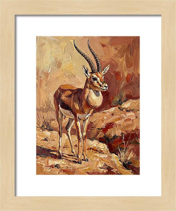Goitered Gazelle In Desert Landscape