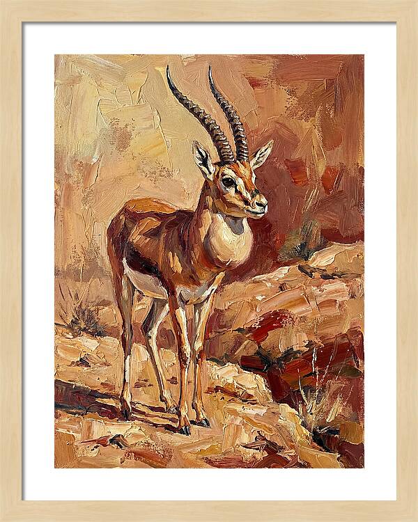 Goitered Gazelle In Desert Landscape
