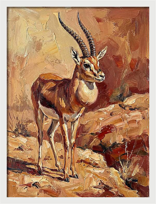 Goitered Gazelle In Desert Landscape