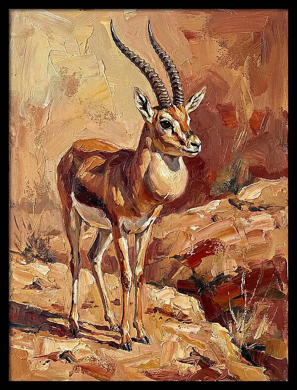 Goitered Gazelle In Desert Landscape
