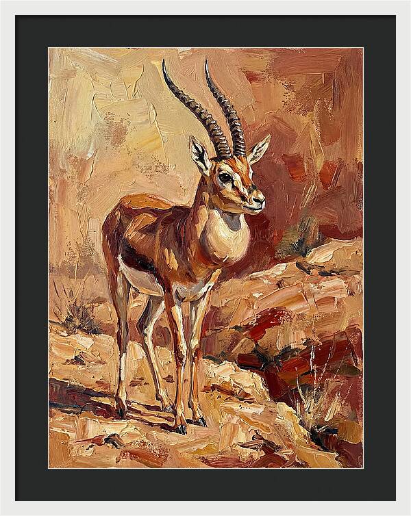 Goitered Gazelle In Desert Landscape
