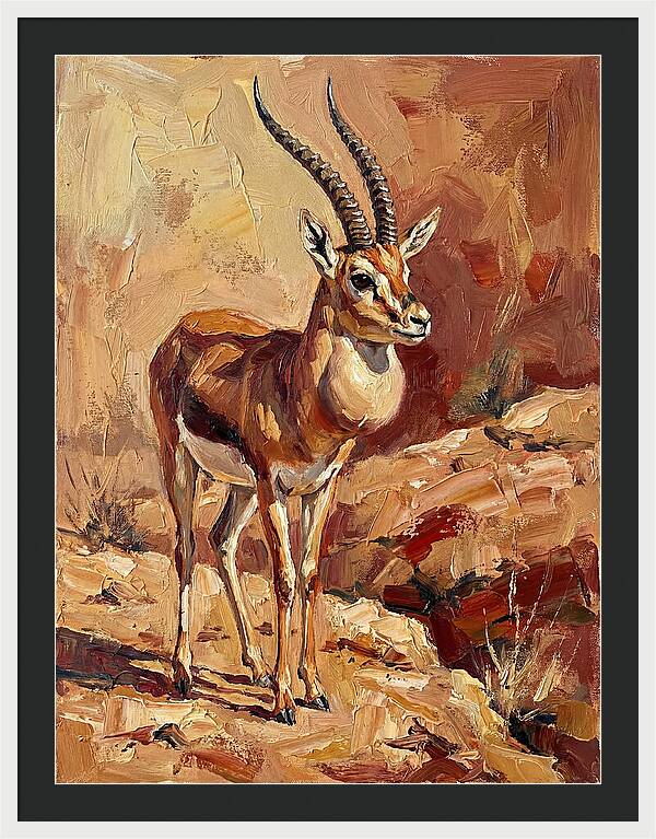 Goitered Gazelle In Desert Landscape
