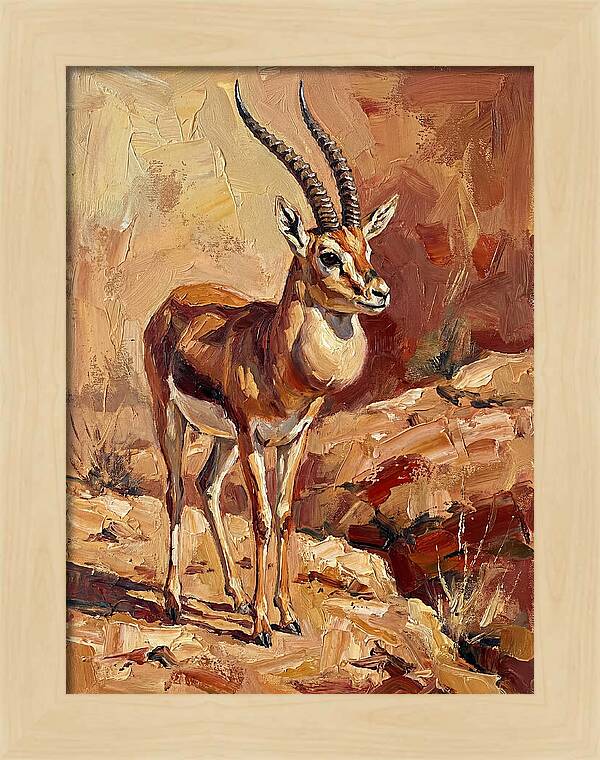Goitered Gazelle In Desert Landscape