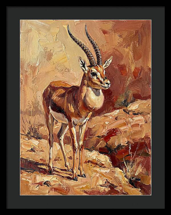 Goitered Gazelle In Desert Landscape