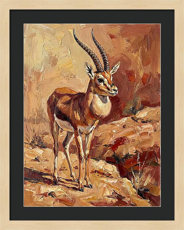 Goitered Gazelle In Desert Landscape