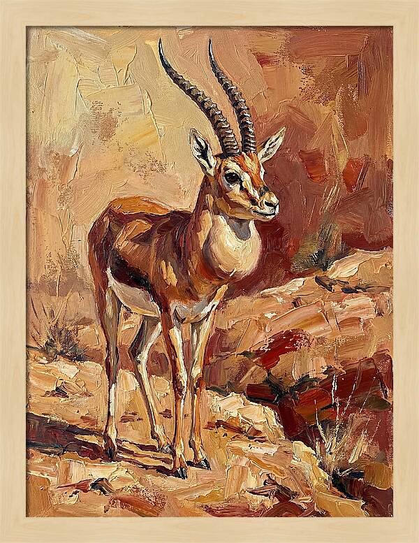 Goitered Gazelle In Desert Landscape