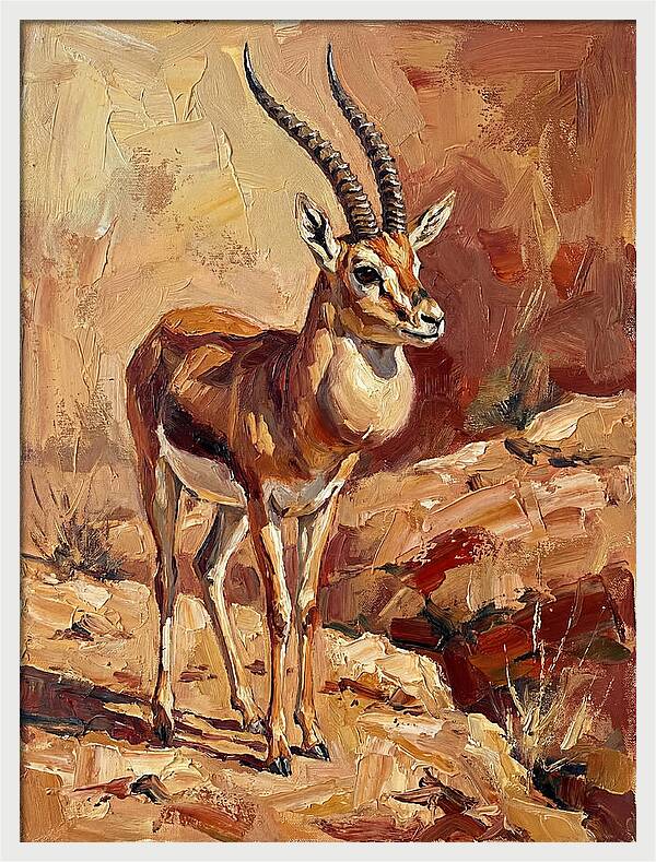 Goitered Gazelle In Desert Landscape