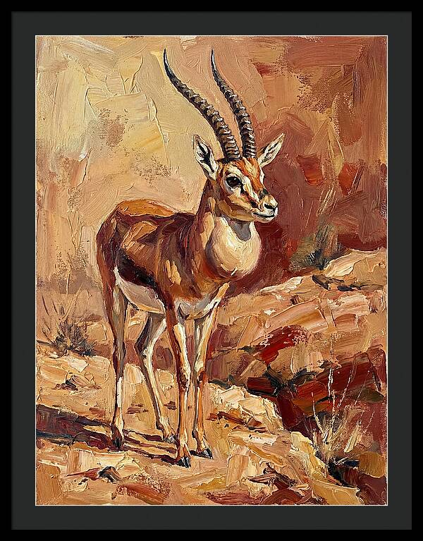 Goitered Gazelle In Desert Landscape