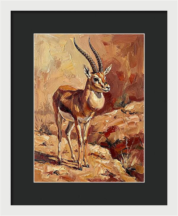 Goitered Gazelle In Desert Landscape