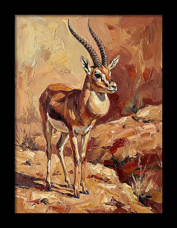 Goitered Gazelle In Desert Landscape