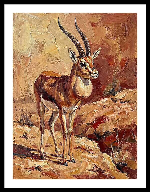 Goitered Gazelle In Desert Landscape