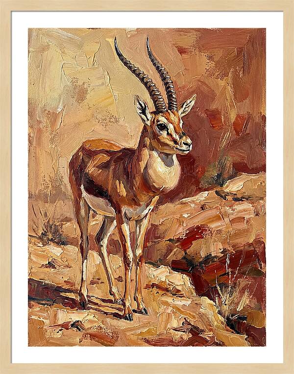 Goitered Gazelle In Desert Landscape