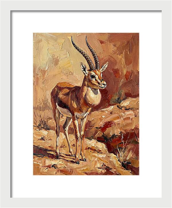 Goitered Gazelle In Desert Landscape
