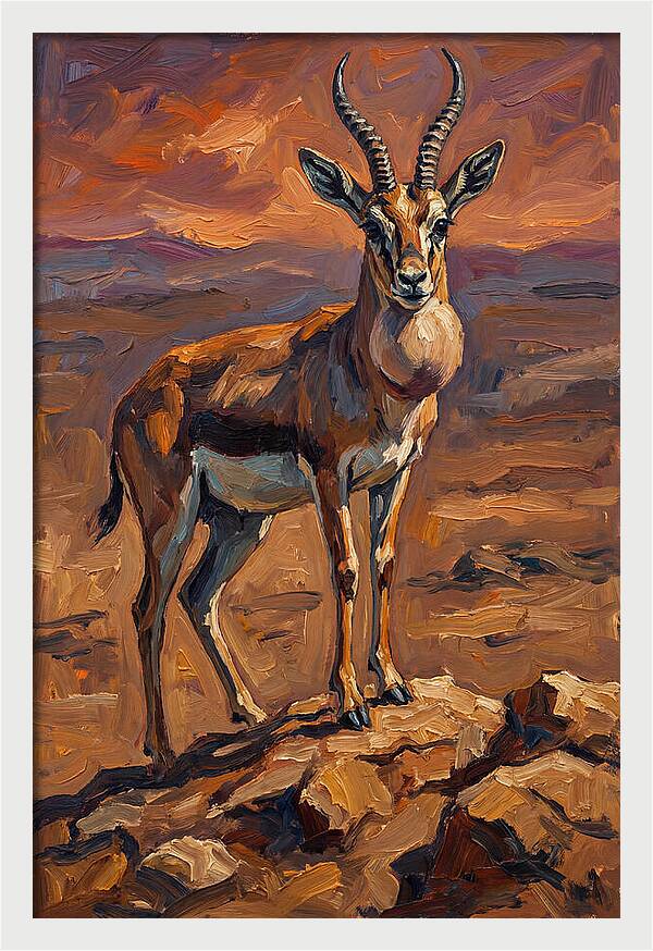 Goitered Gazelle In Expressionist Style
