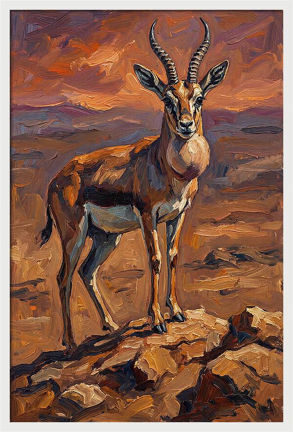 Goitered Gazelle In Expressionist Style