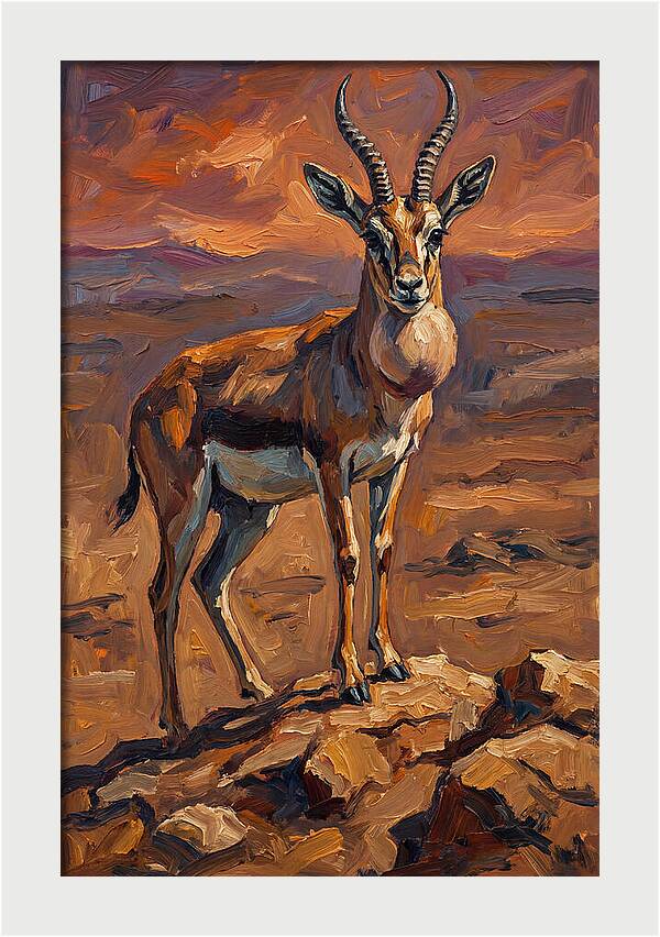 Goitered Gazelle In Expressionist Style