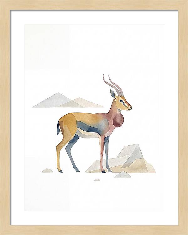 Goitered Gazelle In Minimalist Style