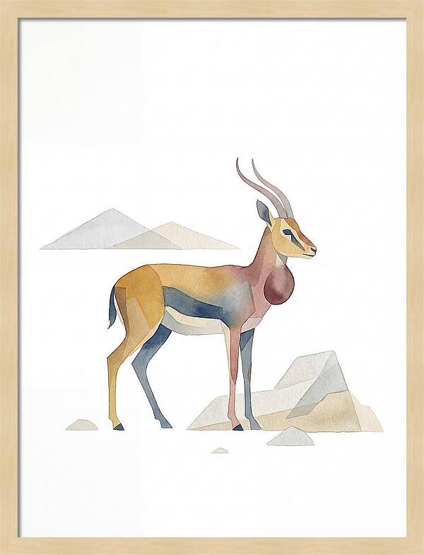 Goitered Gazelle In Minimalist Style