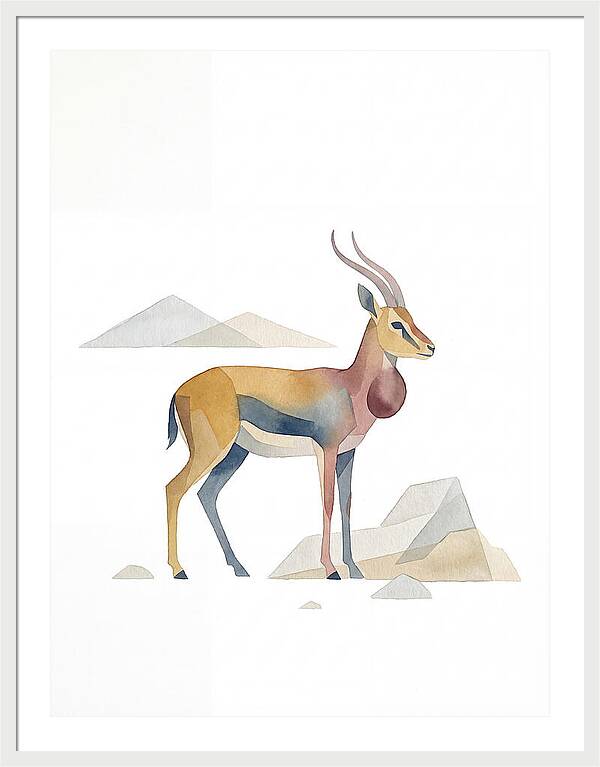 Goitered Gazelle In Minimalist Style