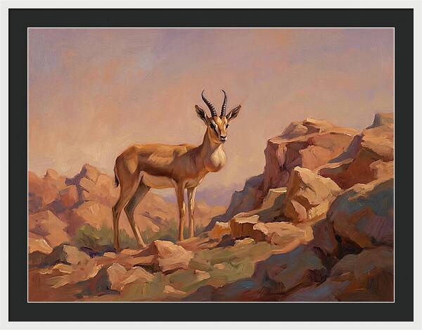 Goitered Gazelle In The Mediterranean Landscape