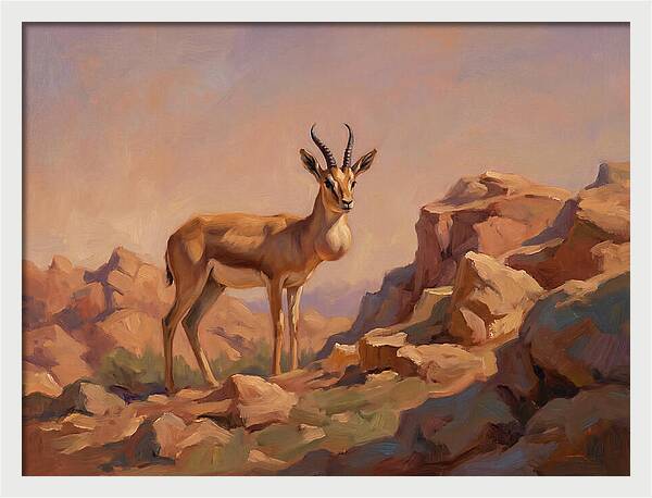 Goitered Gazelle In The Mediterranean Landscape