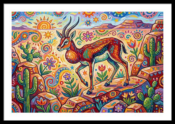 Goitered Gazelle In Vibrant Landscape