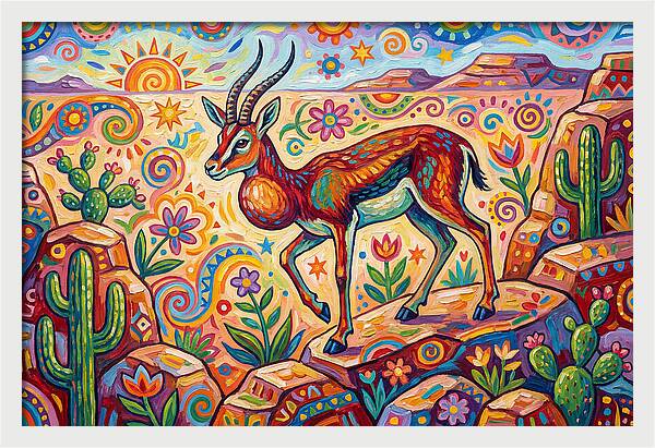 Goitered Gazelle In Vibrant Landscape