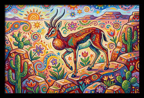 Goitered Gazelle In Vibrant Landscape