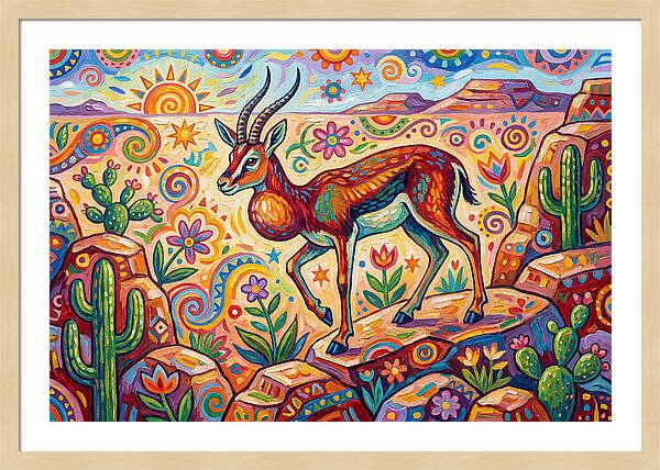 Goitered Gazelle In Vibrant Landscape